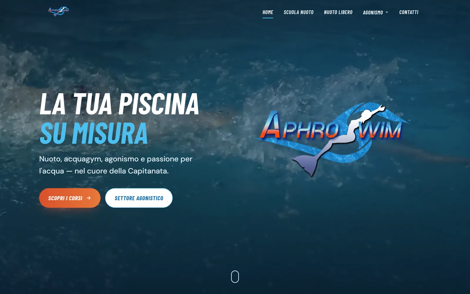La pagina d'apertura di www.aphroswim.it