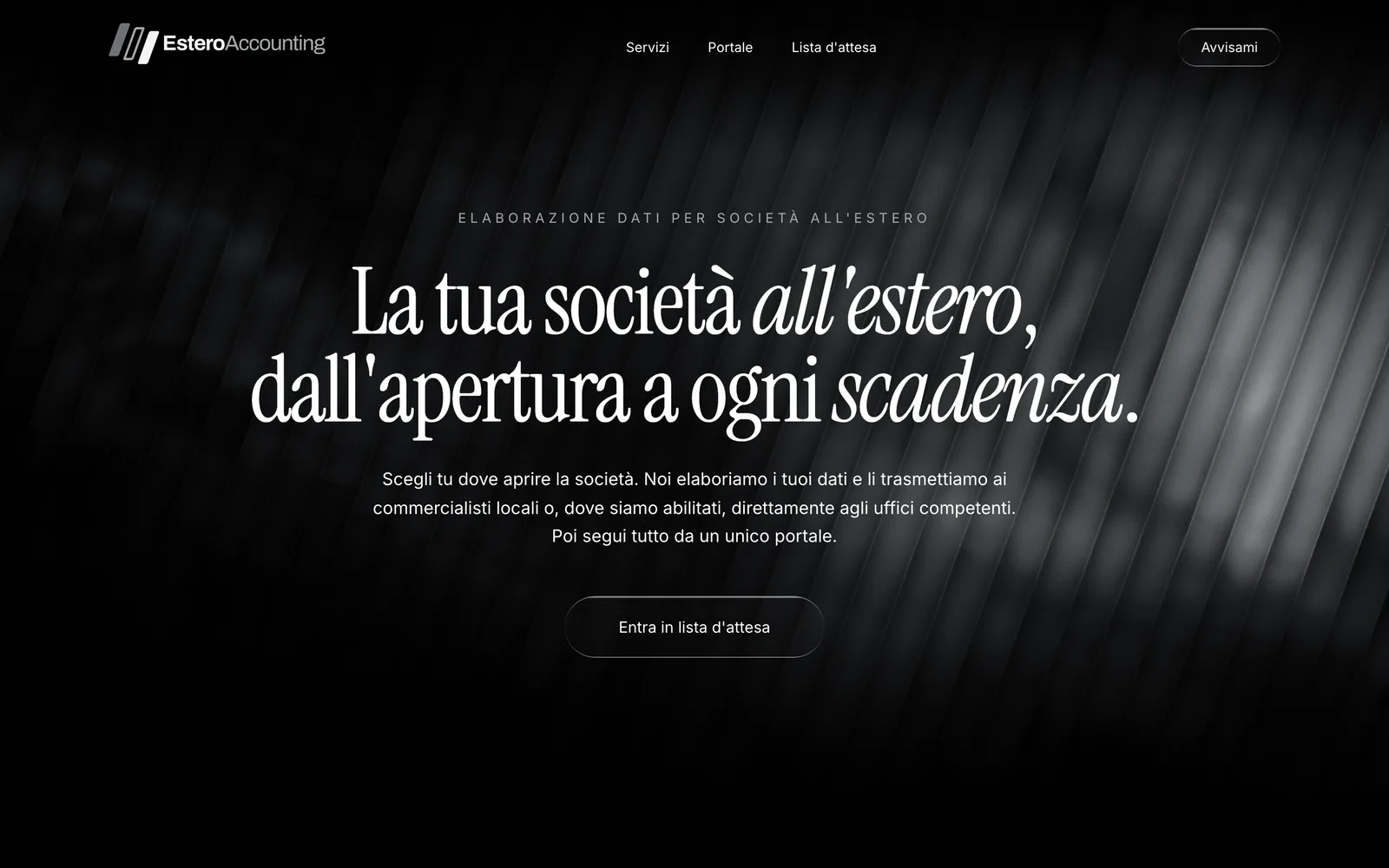 La pagina d'apertura di esteroaccounting.it