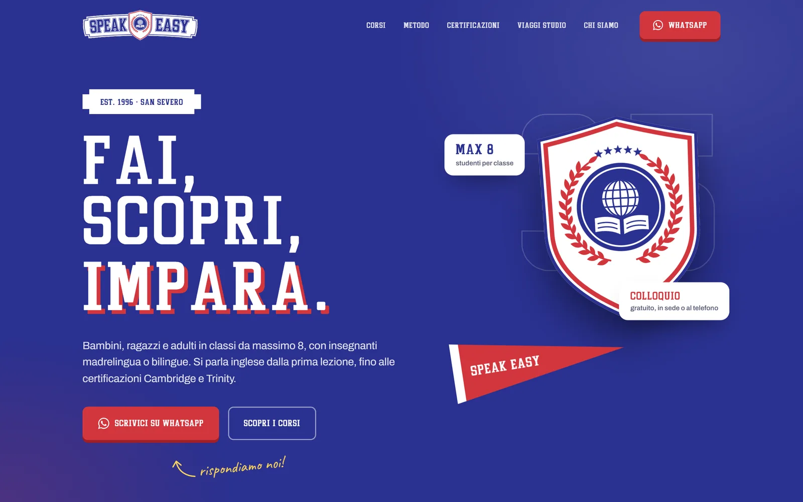 La pagina d'apertura di speakeasysansevero.it